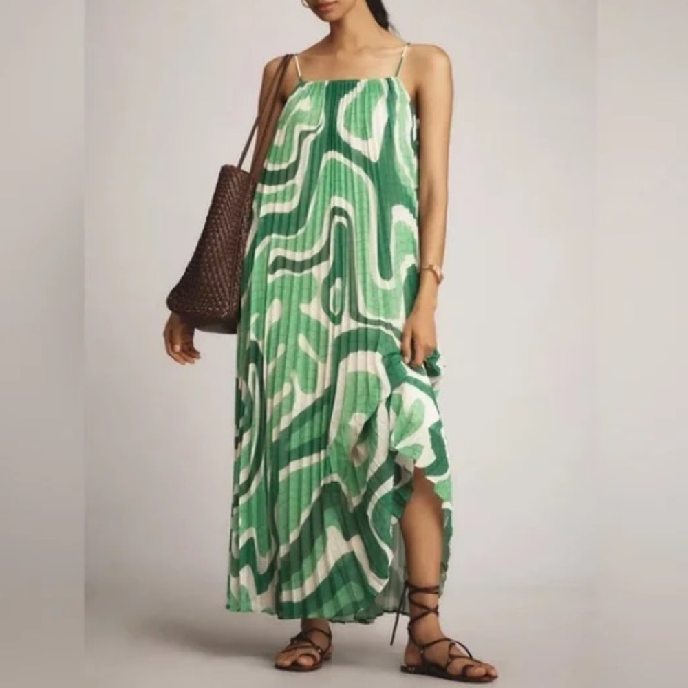 Farm Rio For Anthropologie Tropical Boardwalk Maxi Dress Size S